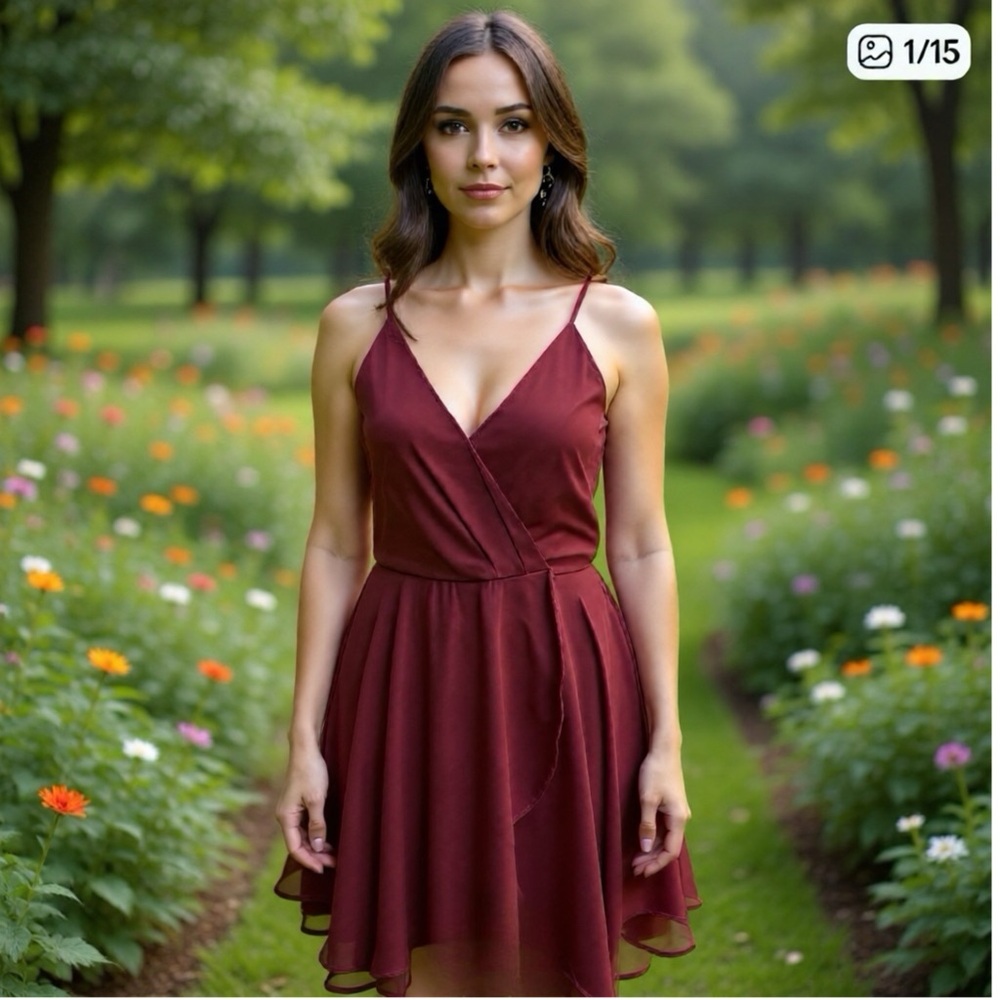 Windsor Wine Spaghetti Strap MIDI Dress
